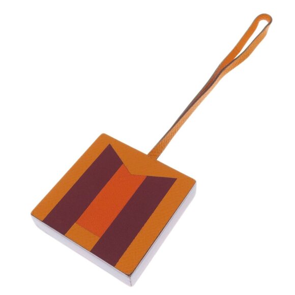 HERMES Orange Leather Bag Charm - Picture 1 of 10